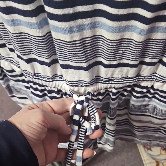 Striped Blue and White Womens Romper - Picture 6 of 6